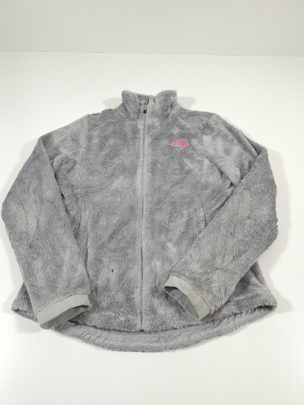 The North Face Fleece Jacket Womens Small Gray Pink Breast Cancer Full Zip FLAW